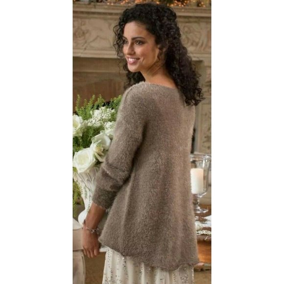 Soft Surroundings Womens Subtle Shimmer Pullover Sweater Beige Metallic Scoop S‎ - Picture 3 of 8